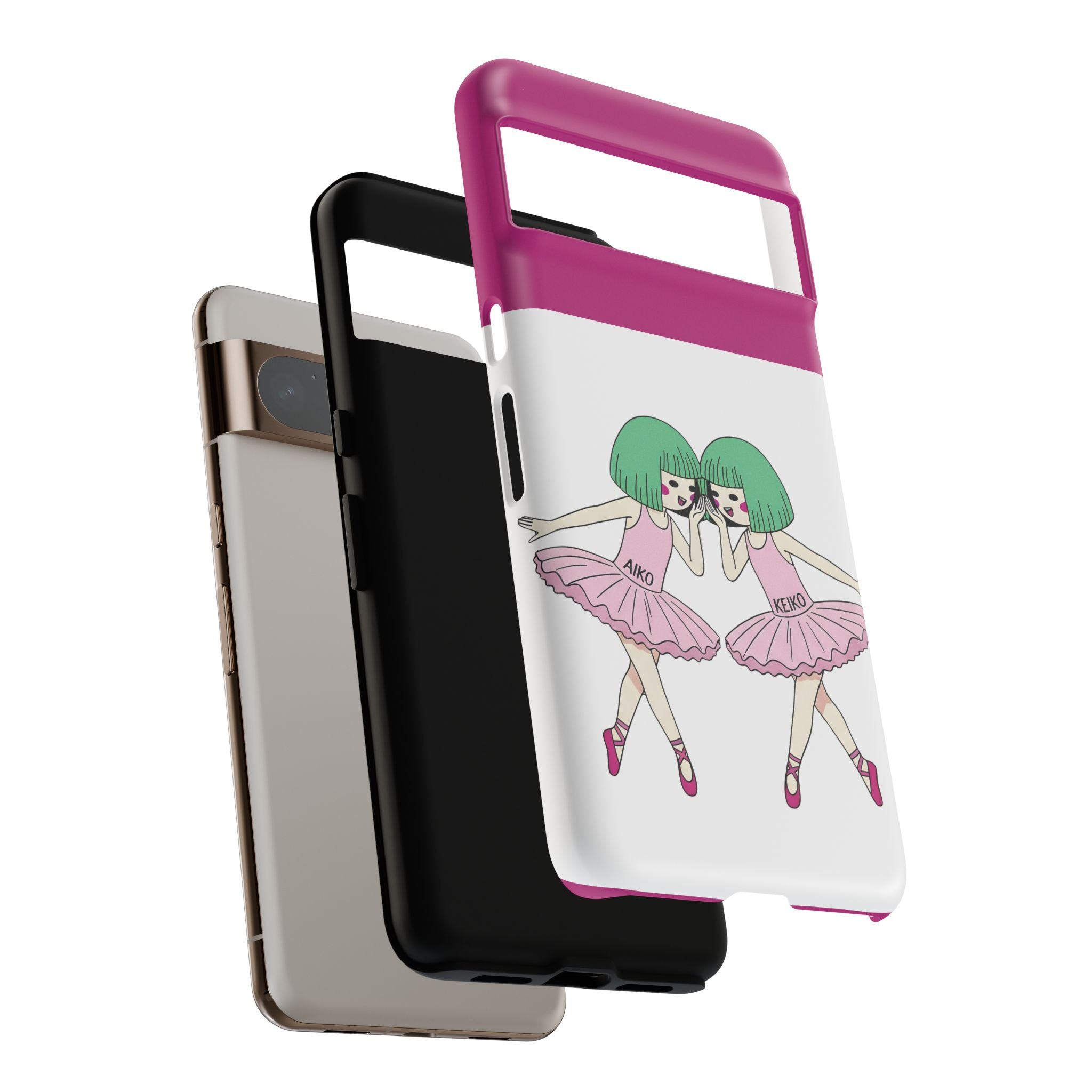 Aiko and Keiko pink ballerina friendship illustration phone case