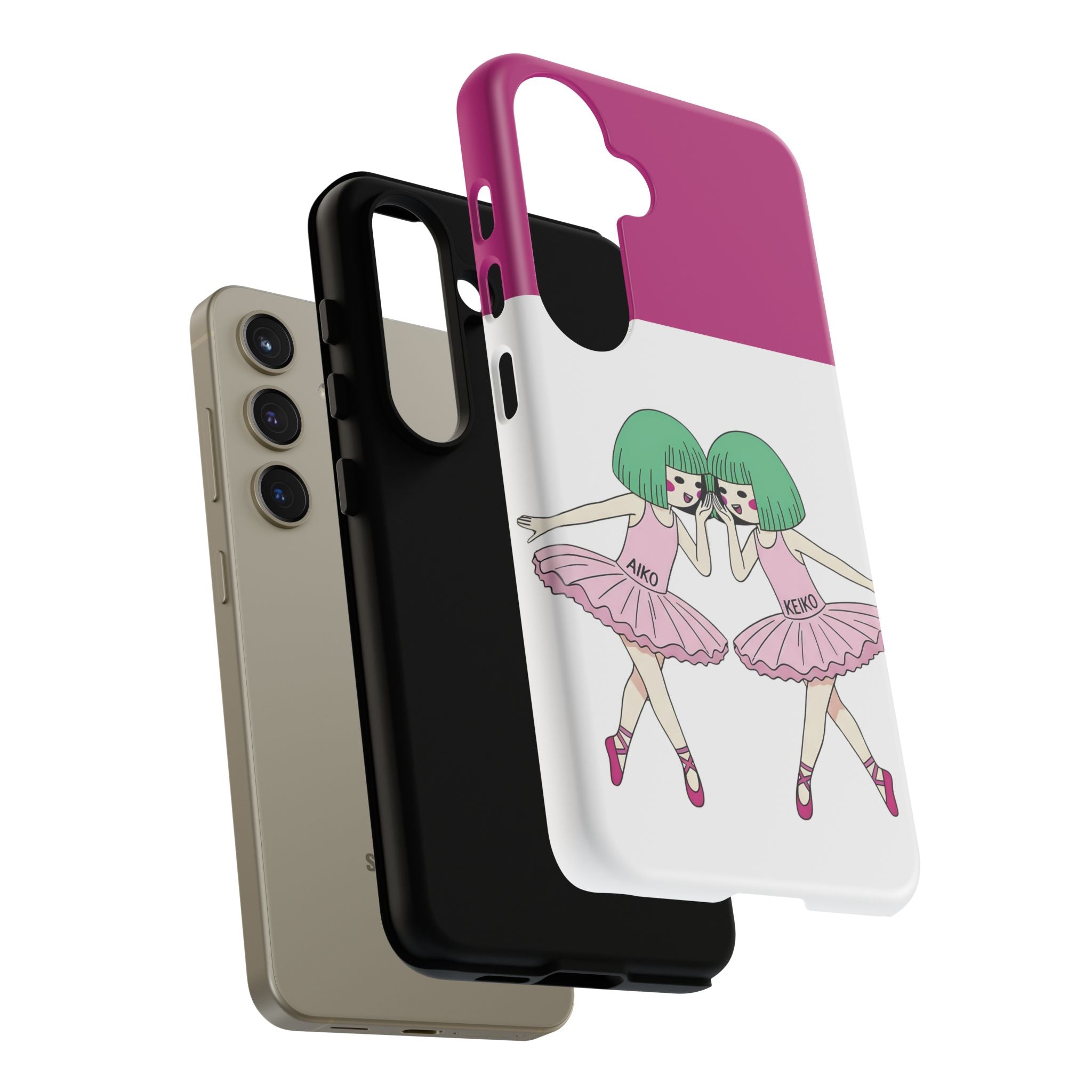 Aiko and Keiko pink ballerina friendship illustration phone case