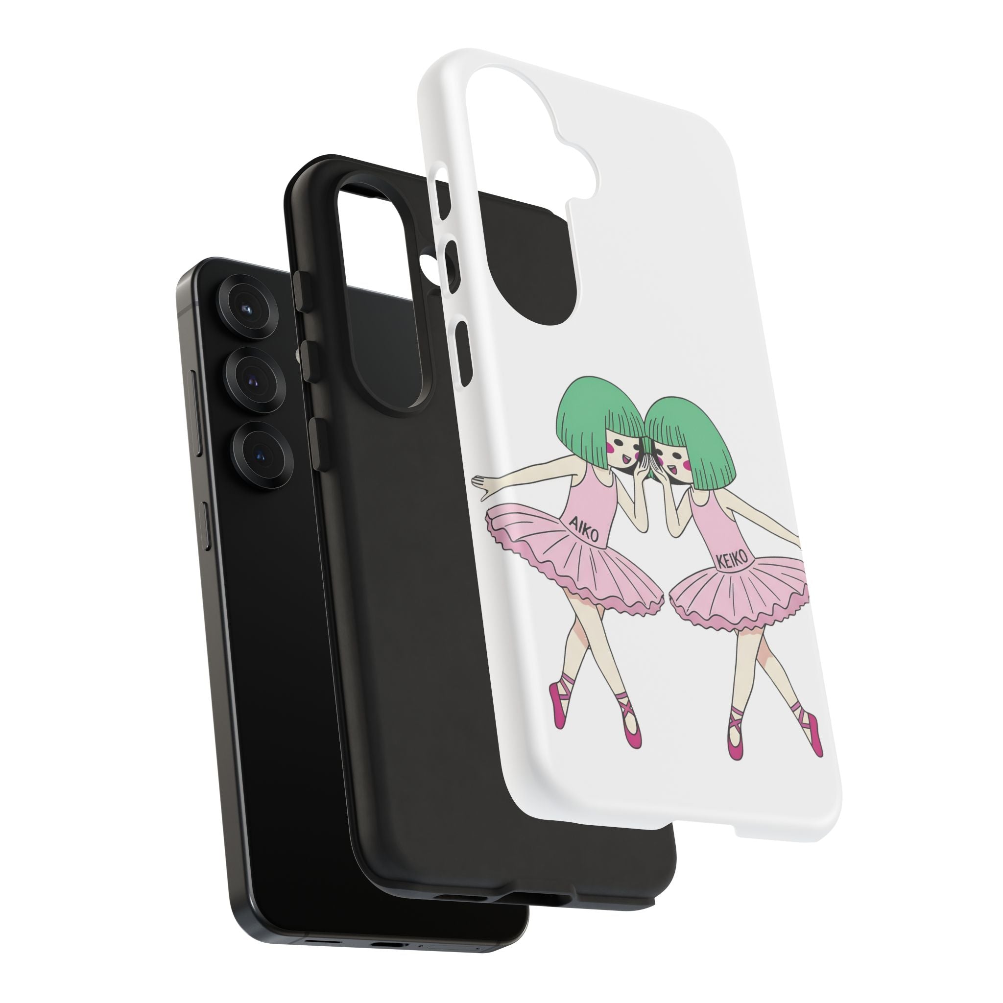 Aiko and Keiko pink ballerina friendship illustration iPhone phone case