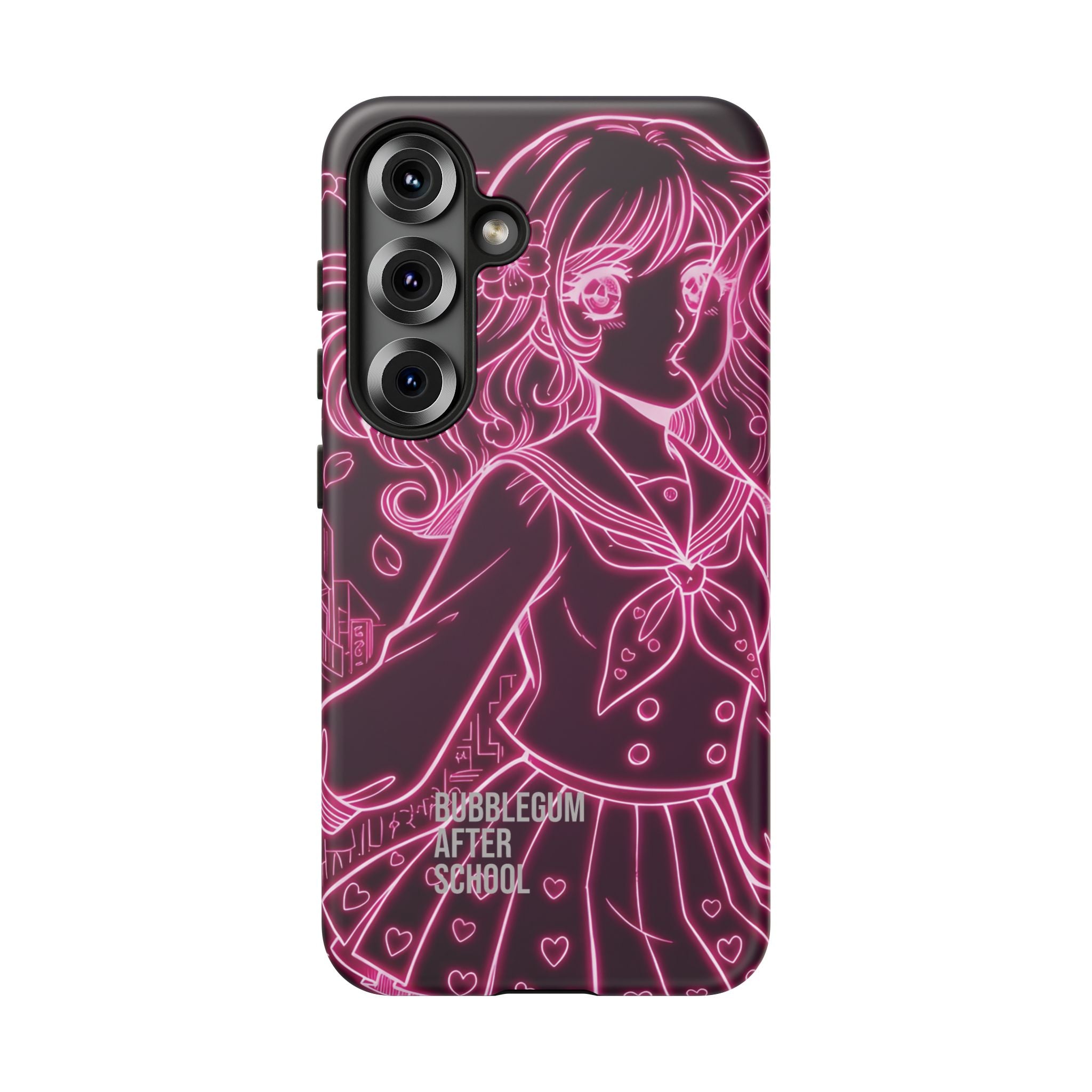 Neon pink anime girl cyberpunk phone case Bubblegum After School