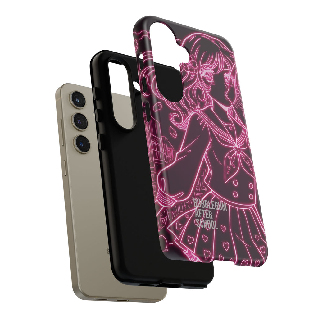 Neon pink anime girl cyberpunk phone case Bubblegum After School