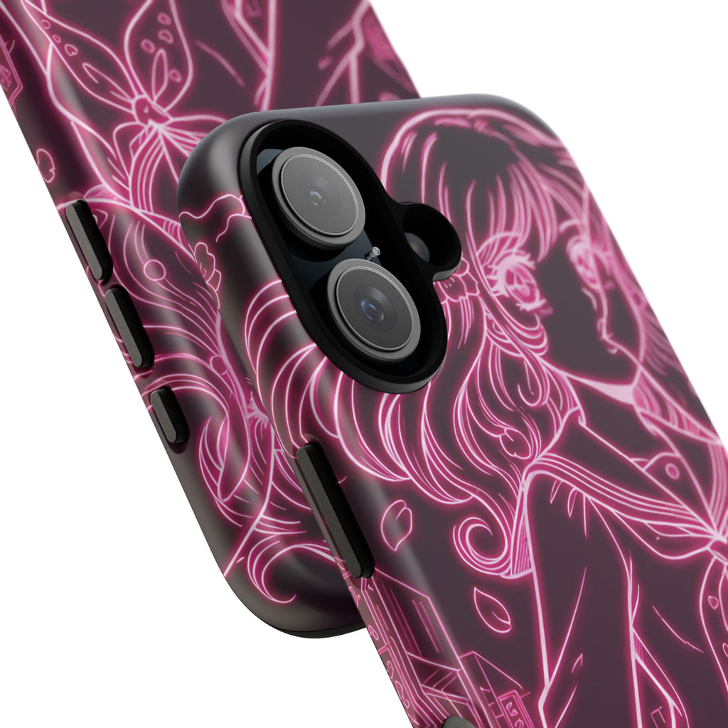 Neon pink anime girl cyberpunk iPhone phone case Bubblegum After School