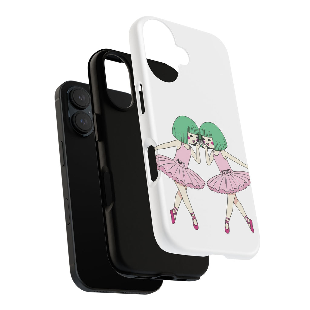 Aiko and Keiko pink ballerina friendship illustration iPhone phone case