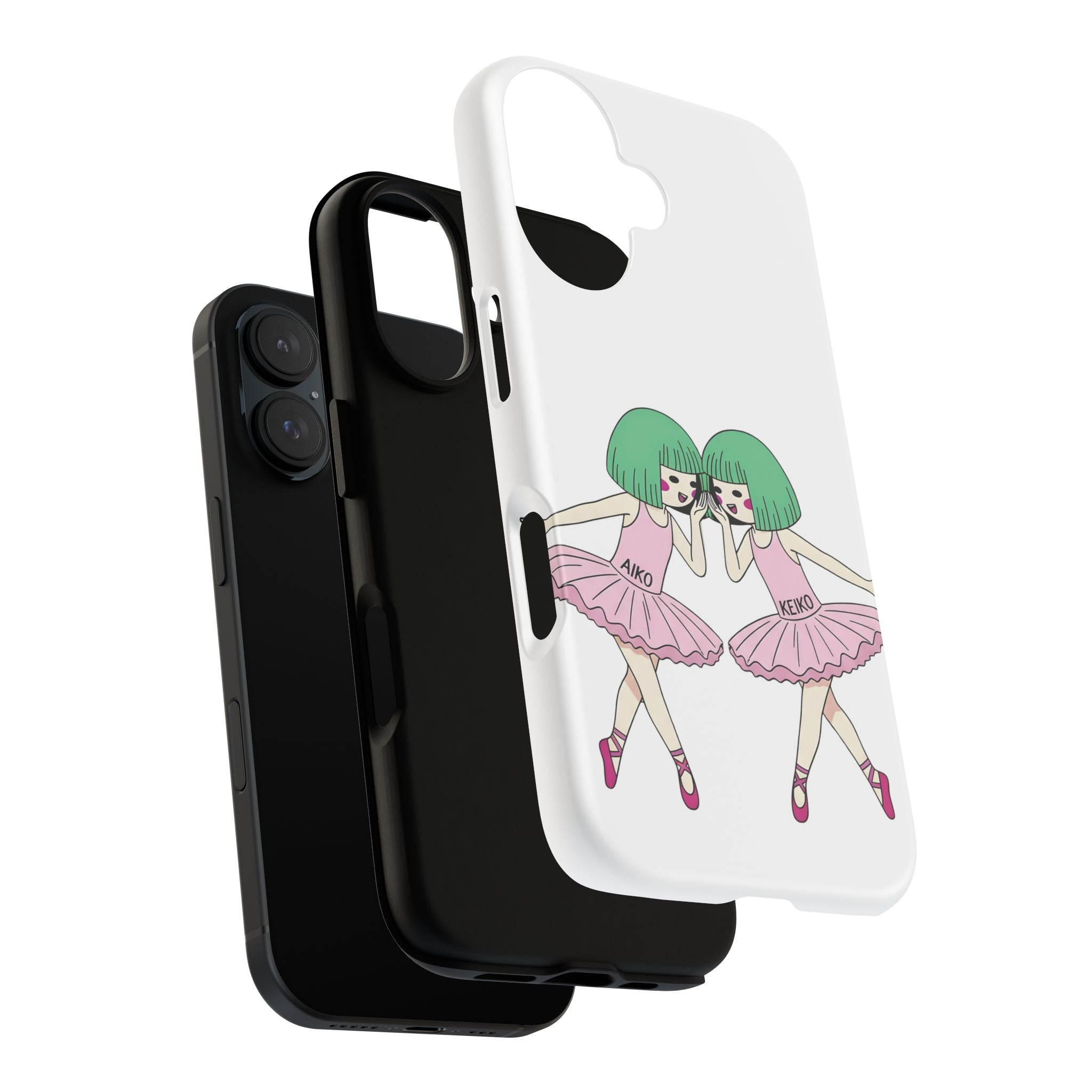 Aiko and Keiko pink ballerina friendship illustration iPhone phone case