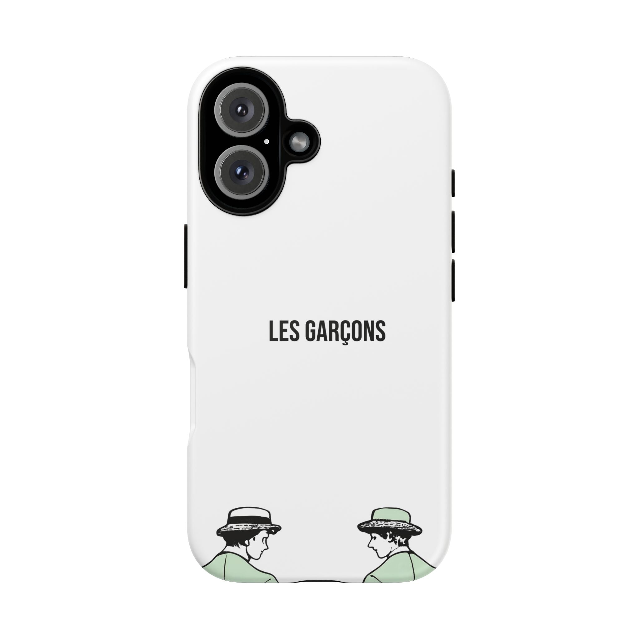 Les Garçons Parisian style minimal IPhone phone case with artistic illustration.
