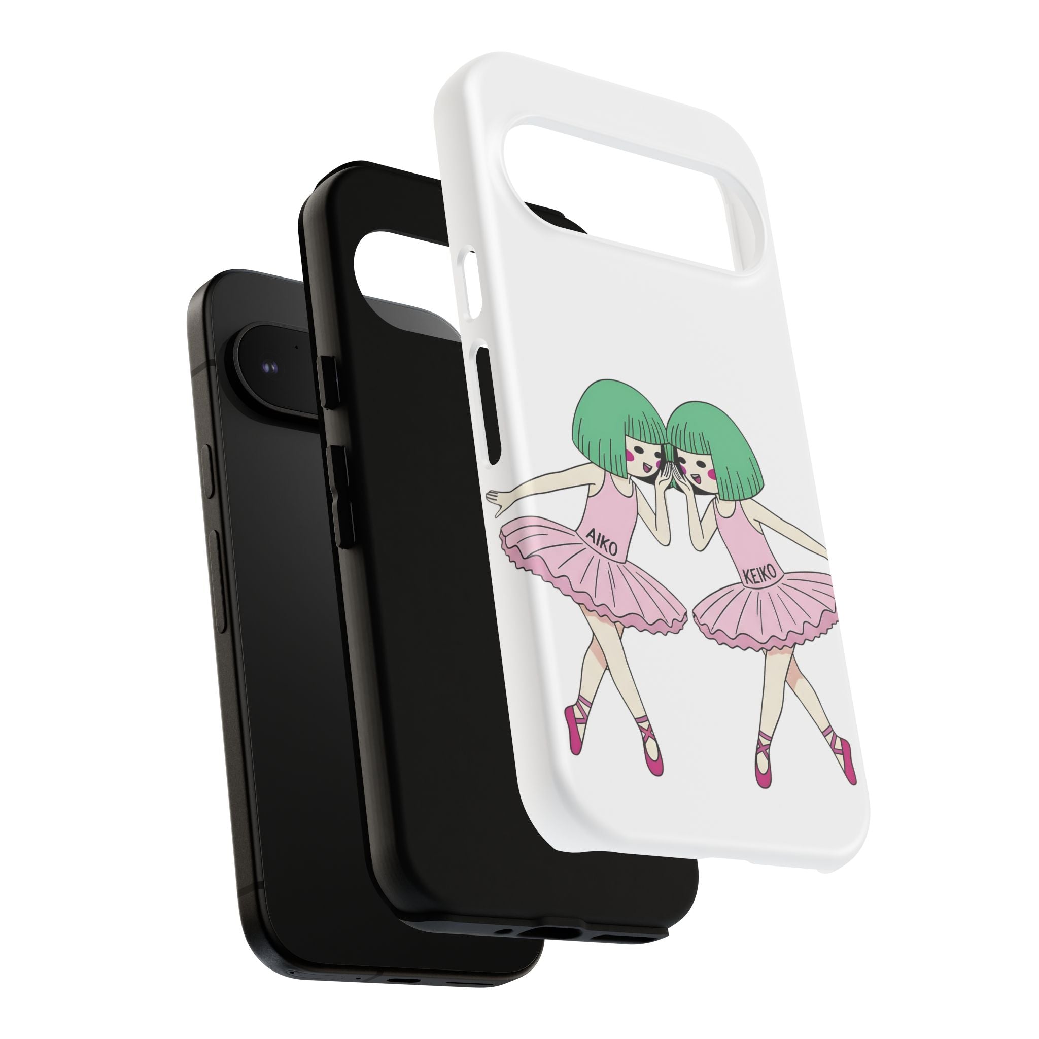 Aiko and Keiko pink ballerina friendship illustration iPhone phone case