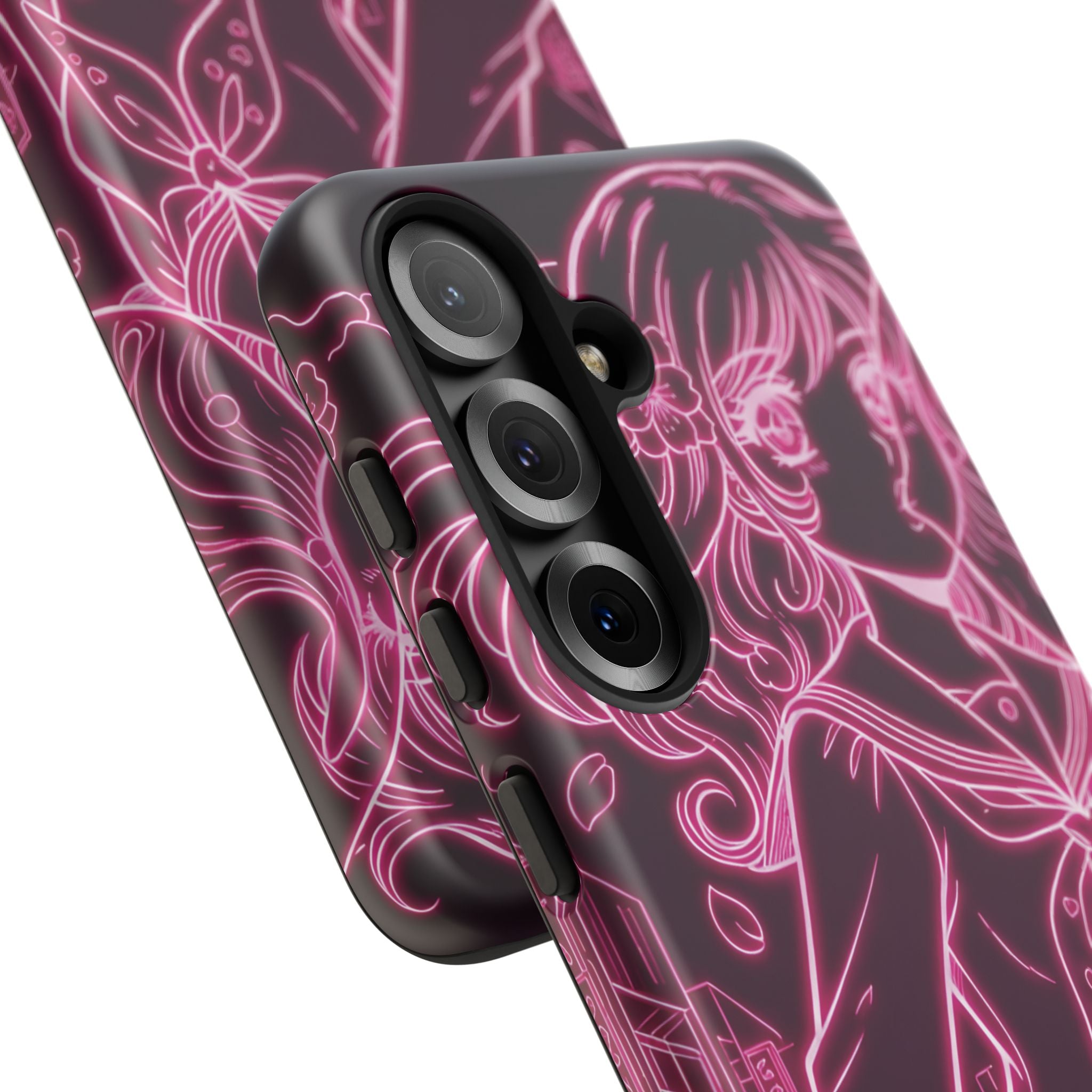 Neon pink anime girl cyberpunk phone case Bubblegum After School