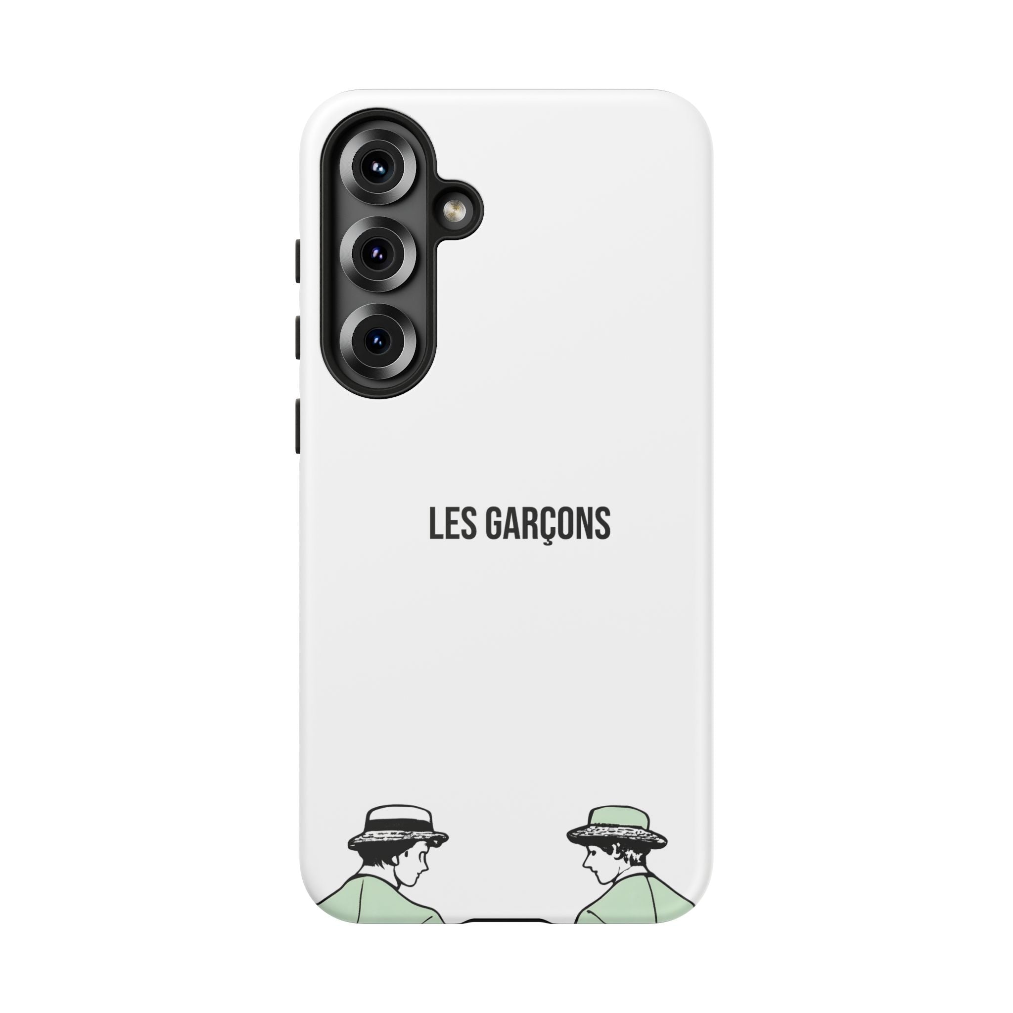 Les Garçons Parisian style minimal phone case with artistic illustration.
