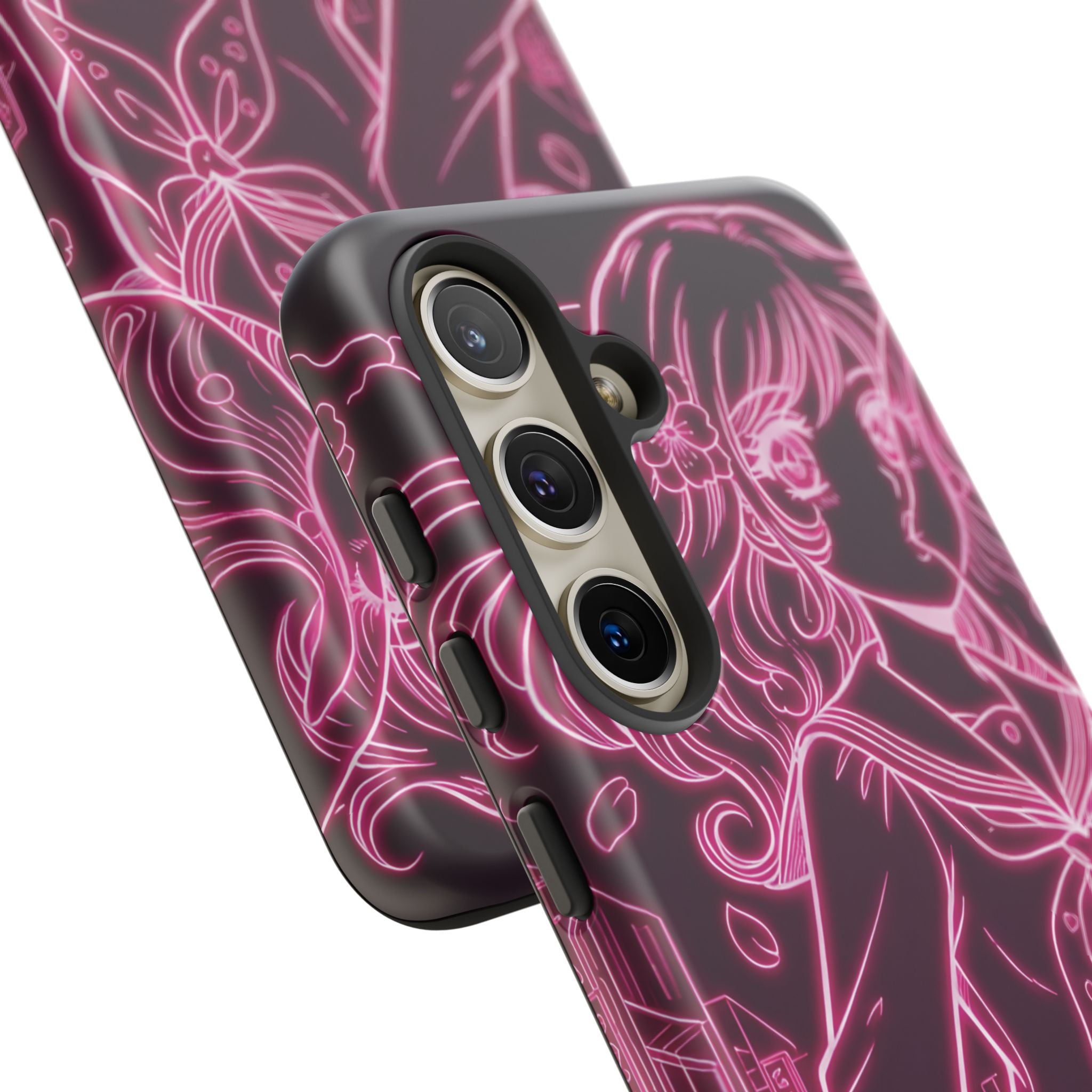 Neon pink anime girl cyberpunk phone case Bubblegum After School