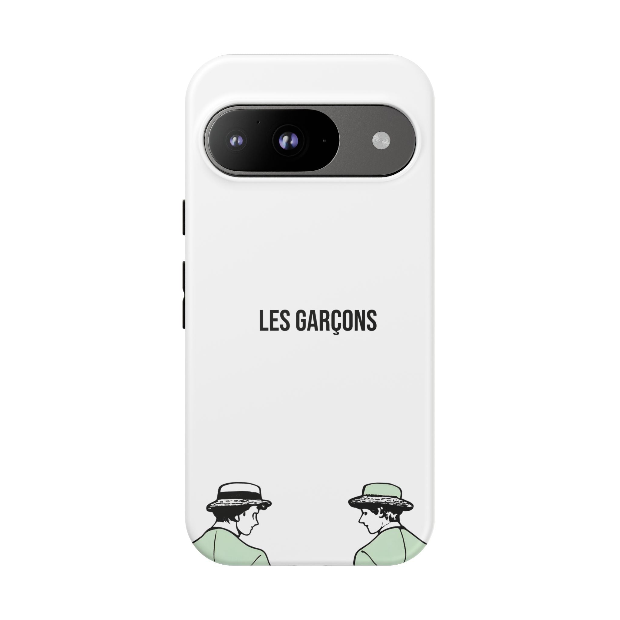 Les Garçons Parisian style minimal phone case with artistic illustration.
