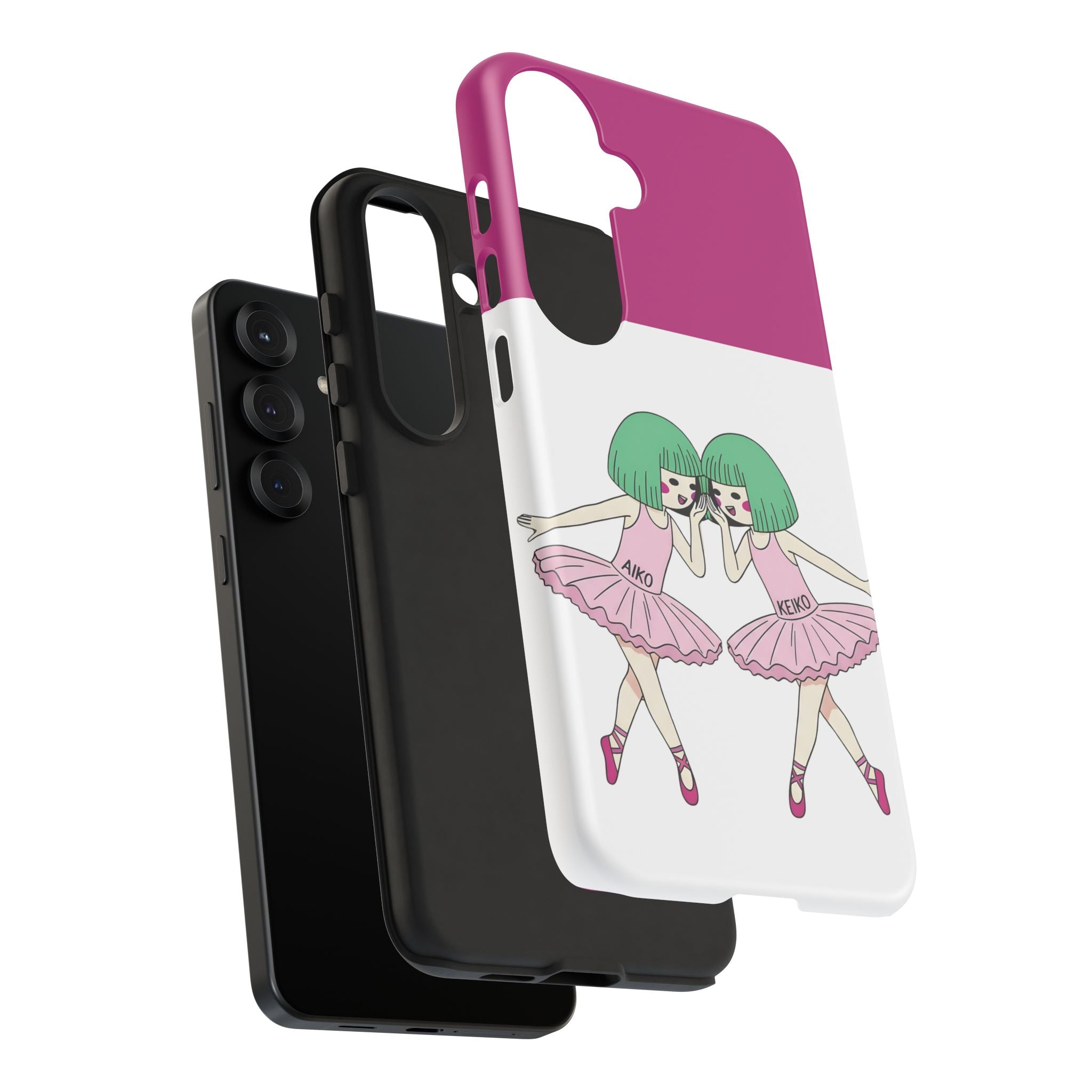 Aiko and Keiko pink ballerina friendship illustration phone case