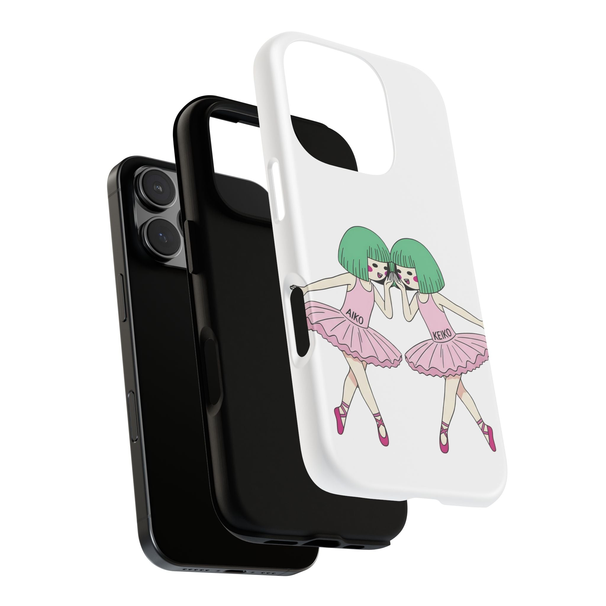 Aiko and Keiko pink ballerina friendship illustration iPhone phone case