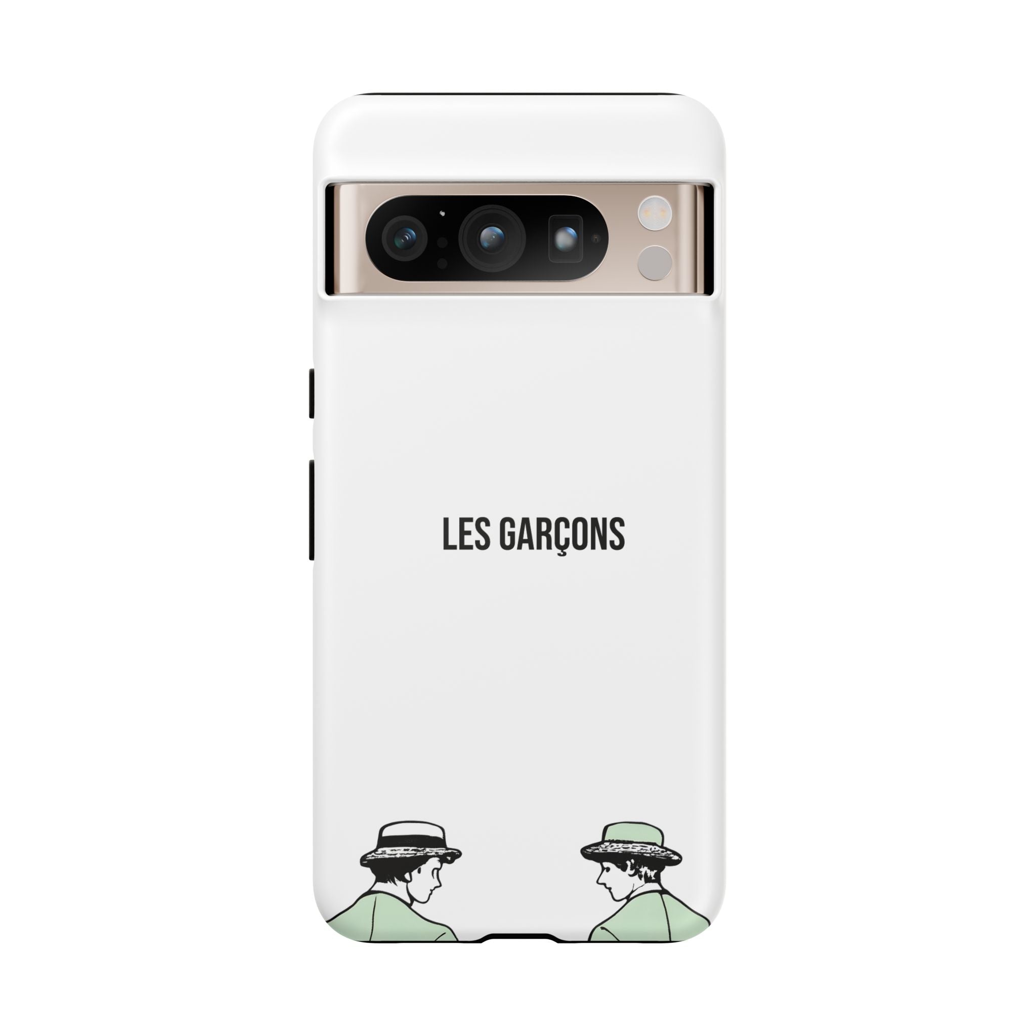 Les Garçons Parisian style minimal Google Pixel phone case with artistic illustration.
