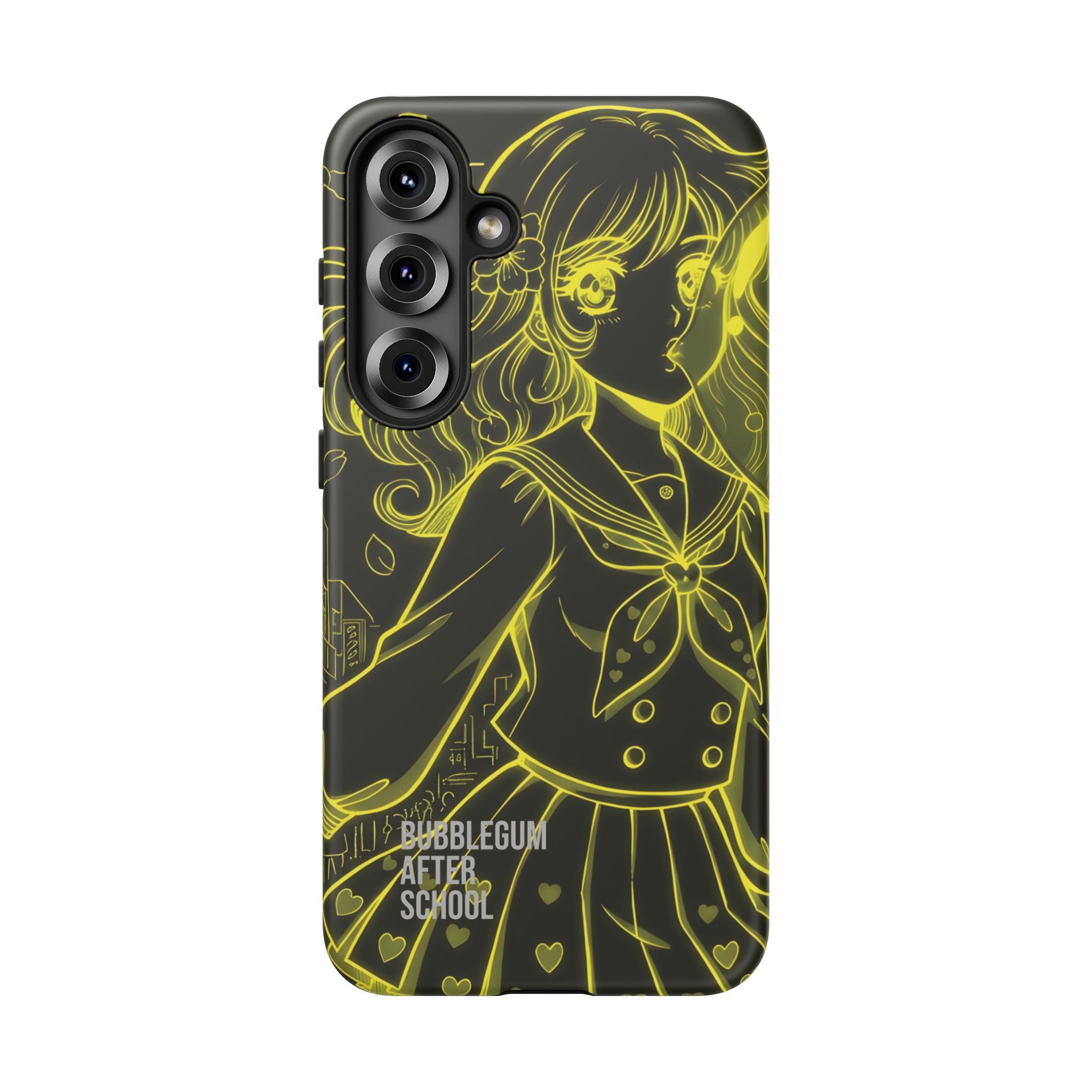 Neon yellow anime girl cyberpunk phone case Bubblegum After School