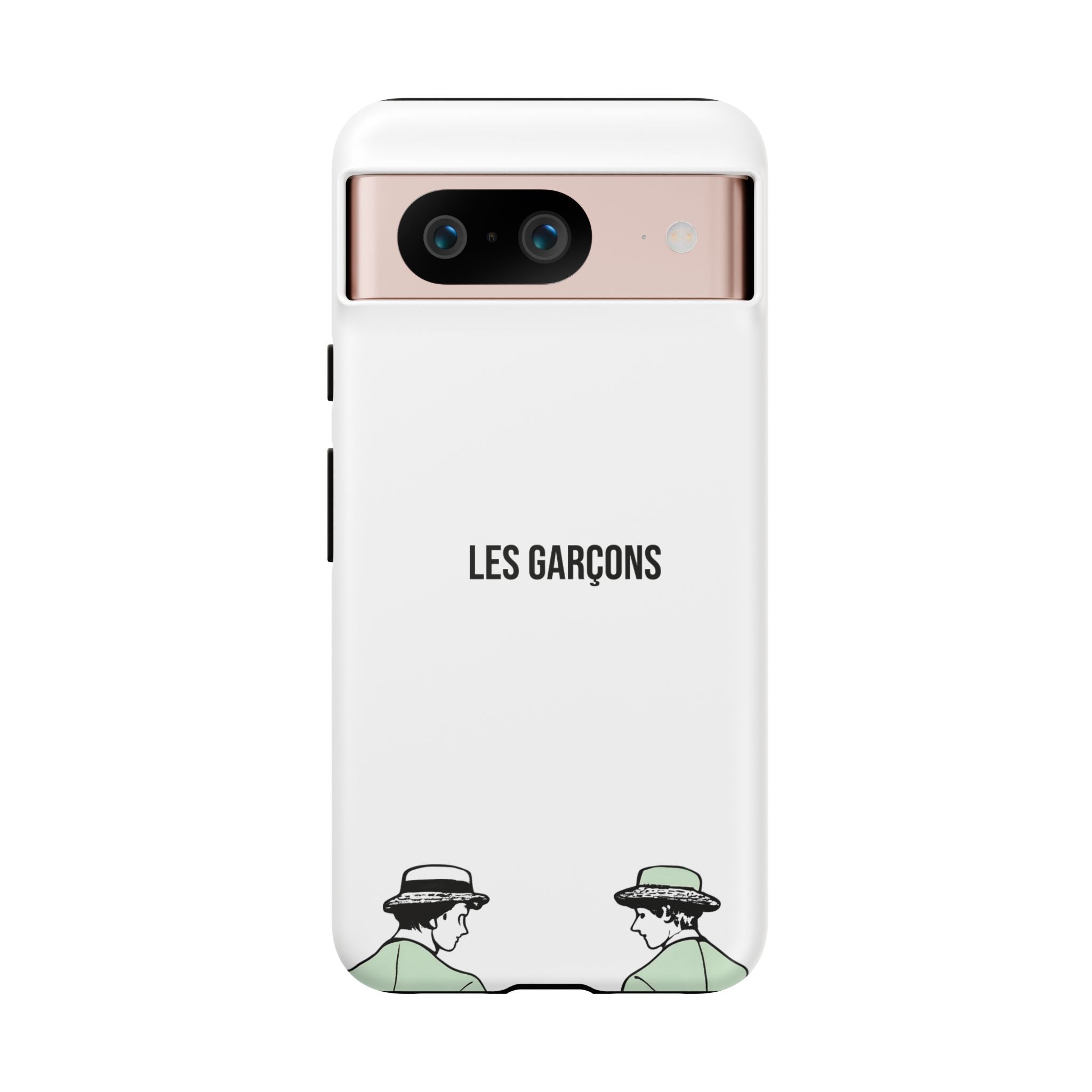 Les Garçons Parisian style minimal phone case with artistic illustration.
