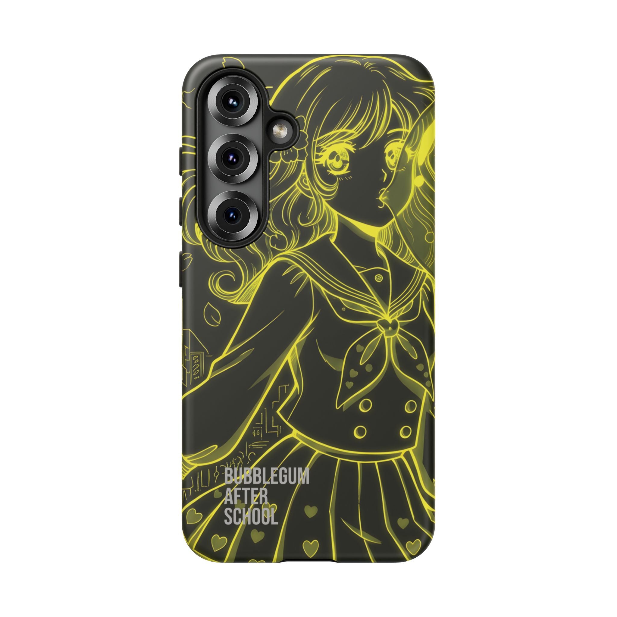 Neon yellow anime girl cyberpunk phone case Bubblegum After School