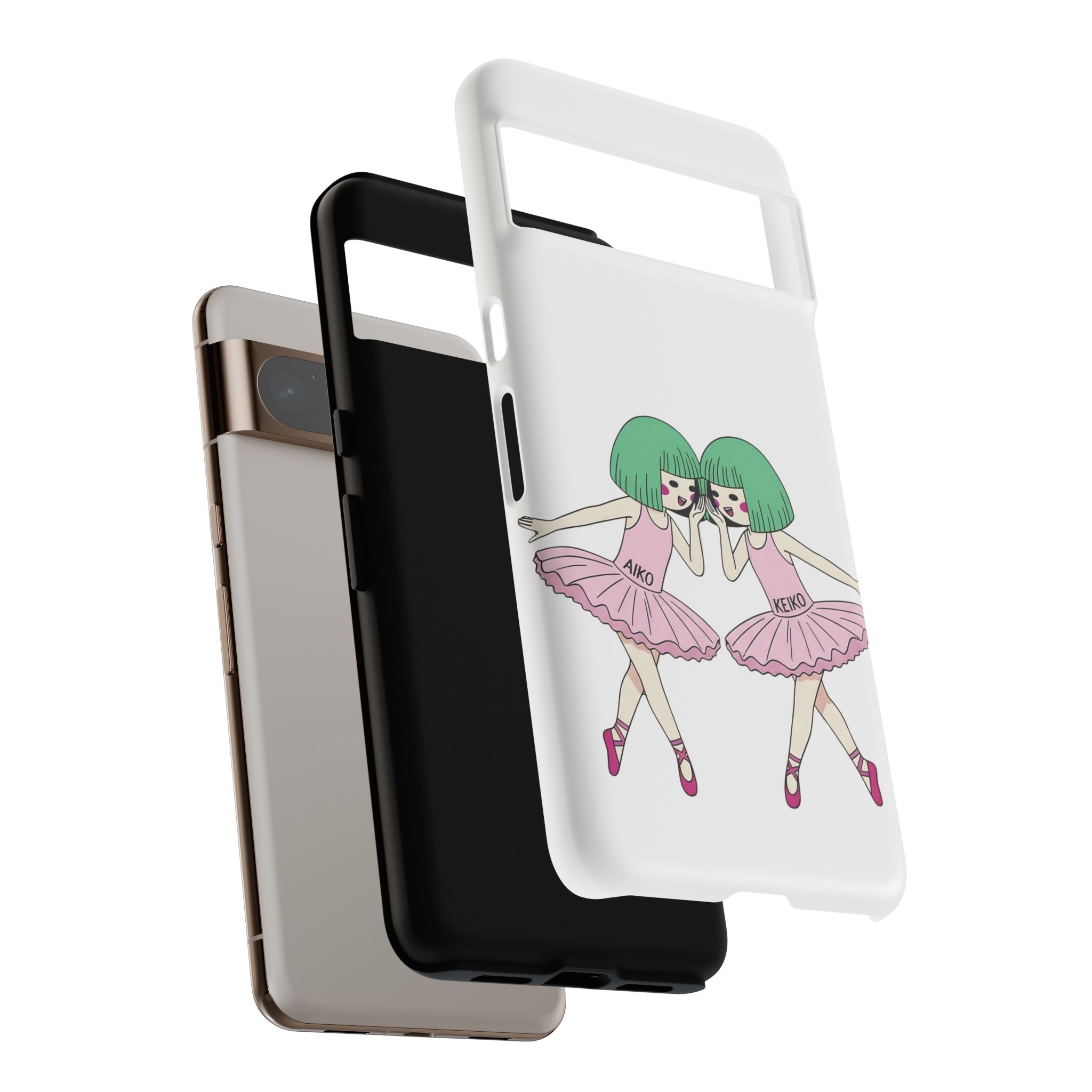 Aiko and Keiko pink ballerina friendship illustration iPhone phone case