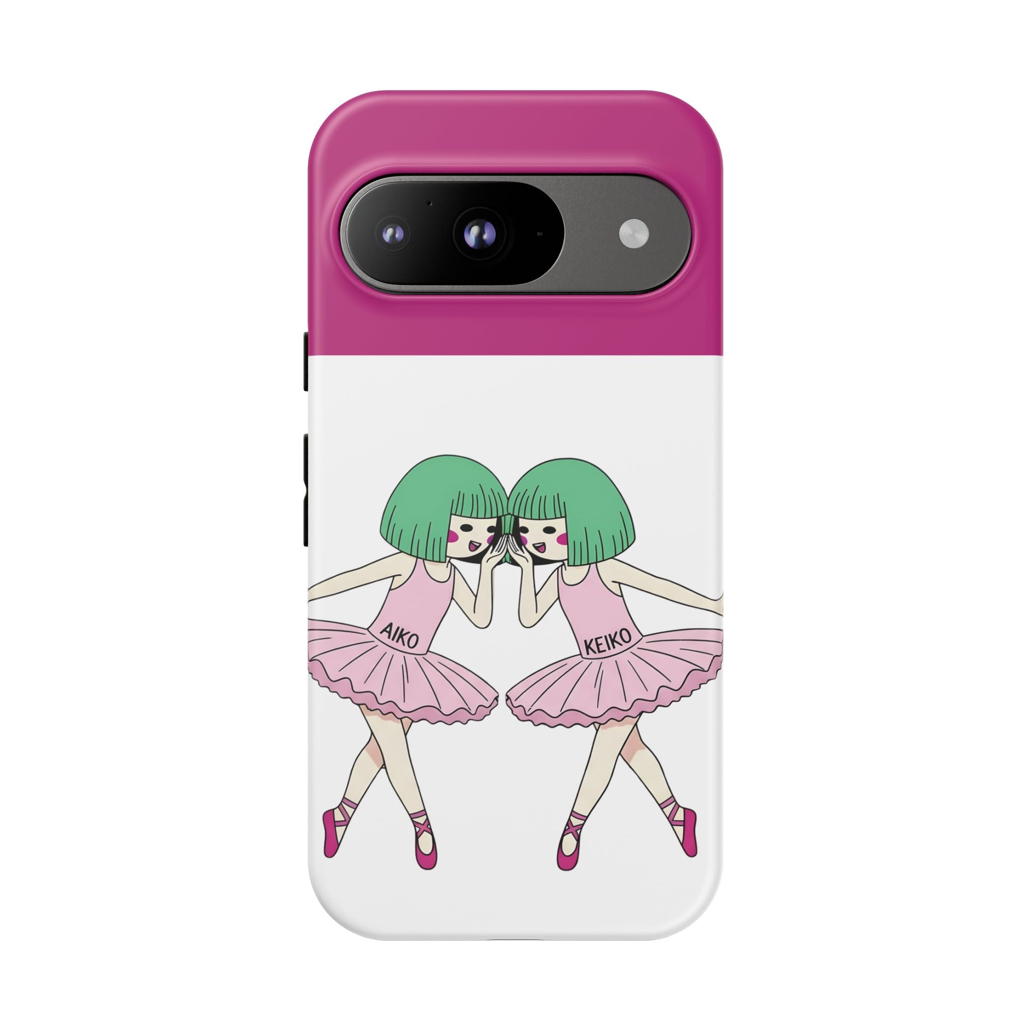cute ballerina illustration phone case with Aiko and Keiko characters