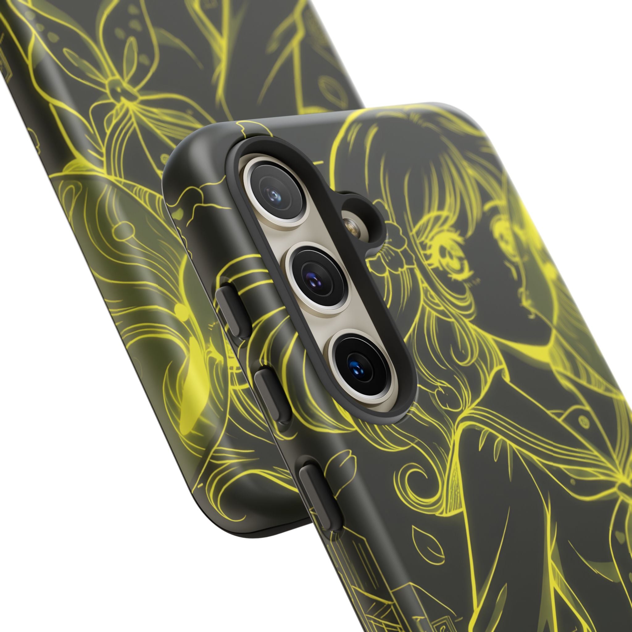 Neon yellow anime girl cyberpunk Samsung Galaxy phone case Bubblegum After School