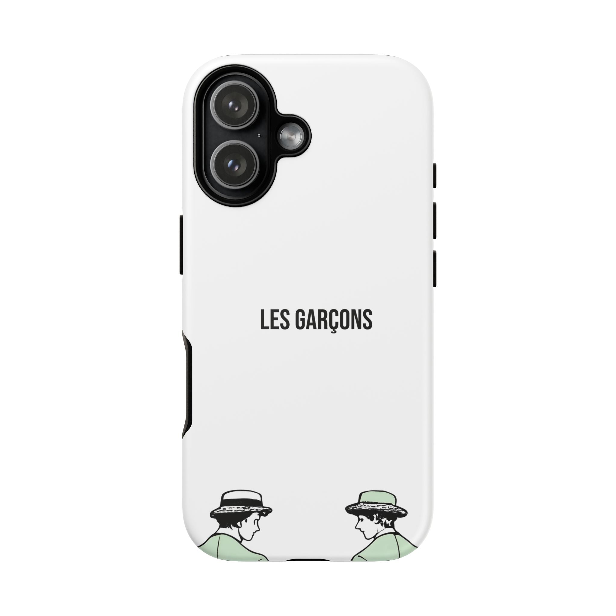 Les Garçons Parisian style minimal phone case with artistic illustration.
