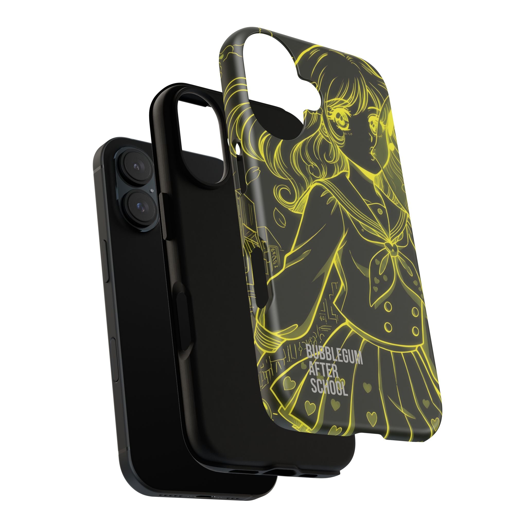 Neon yellow anime girl cyberpunk phone case Bubblegum After School