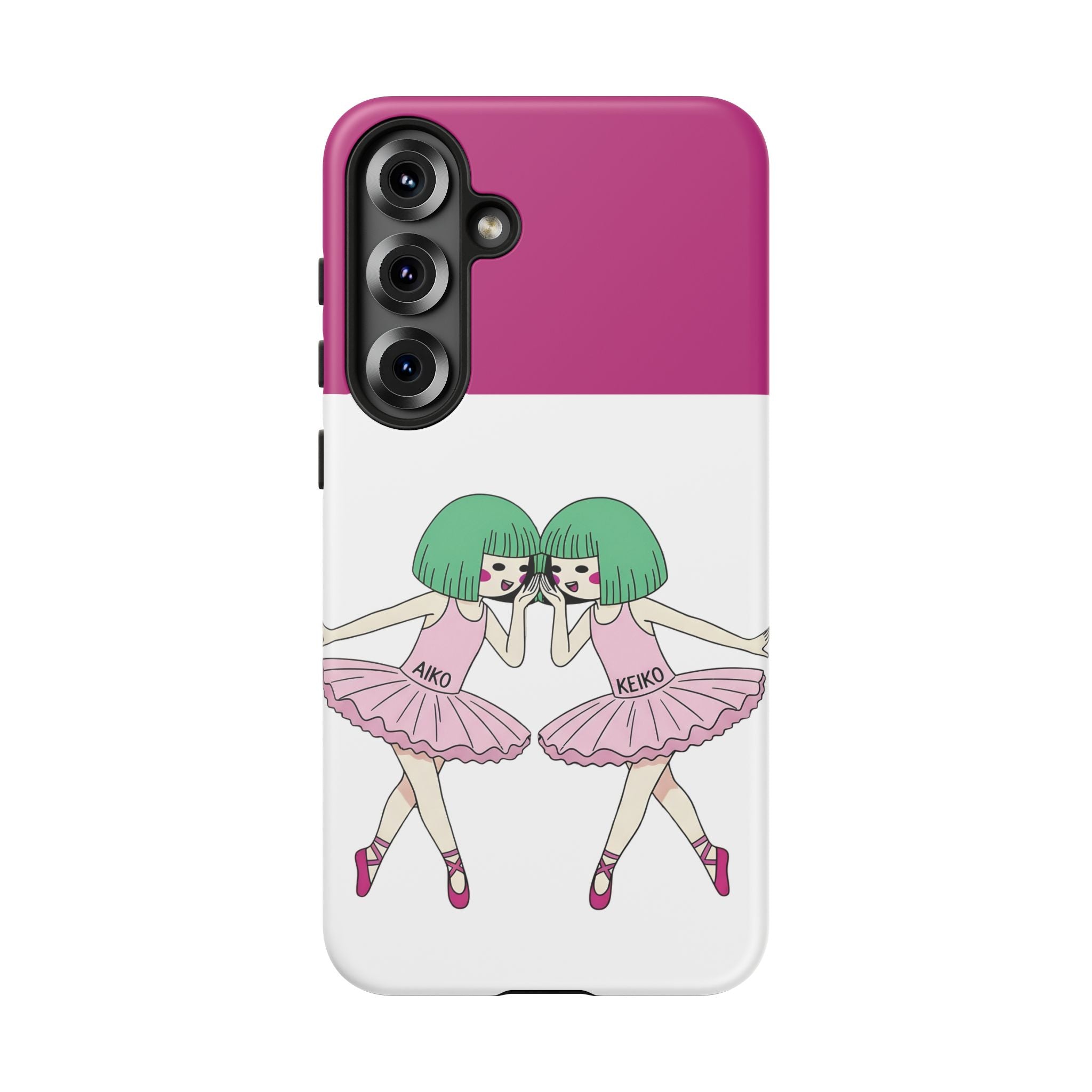 cute ballerina illustration Samsung Galaxy phone case with Aiko and Keiko characters