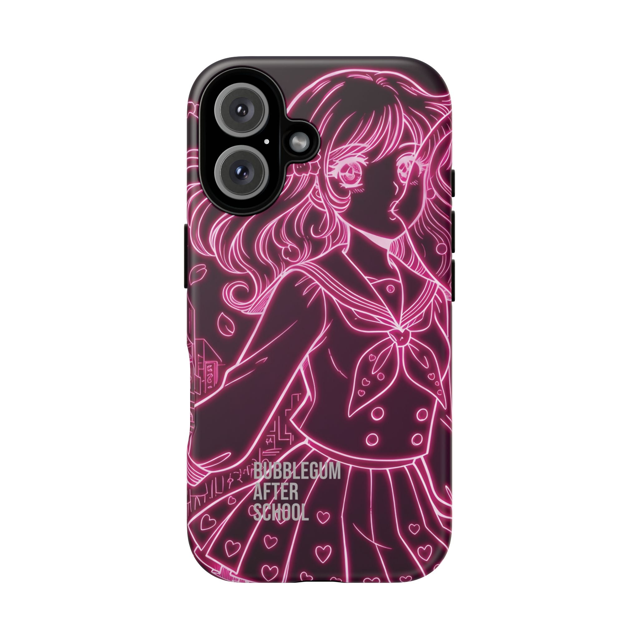 Neon pink anime girl cyberpunk phone case Bubblegum After School