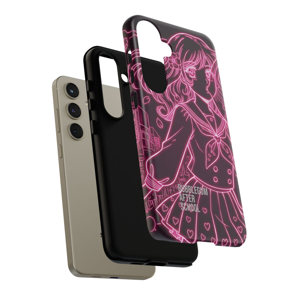 Neon pink anime girl cyberpunk Samsung Galaxy phone case Bubblegum After School