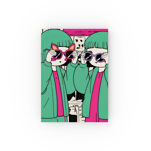 aiko keiko kawaii anime girls sunglasses illustration hardcover journal