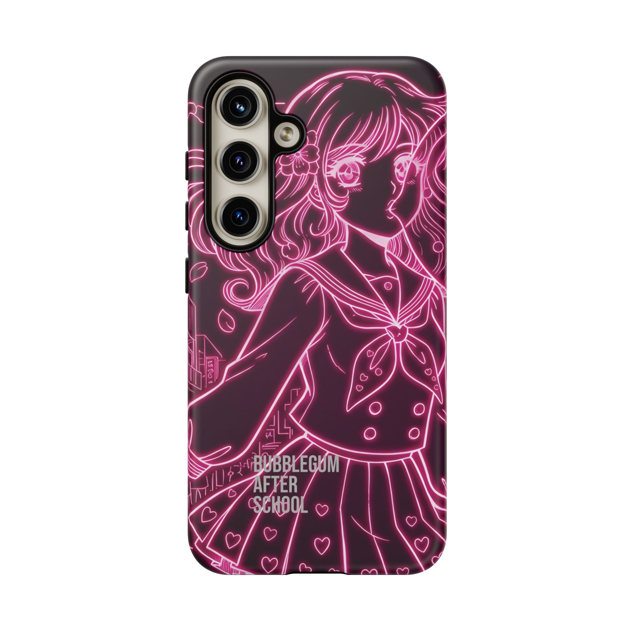 Neon pink anime girl cyberpunk phone case Bubblegum After School