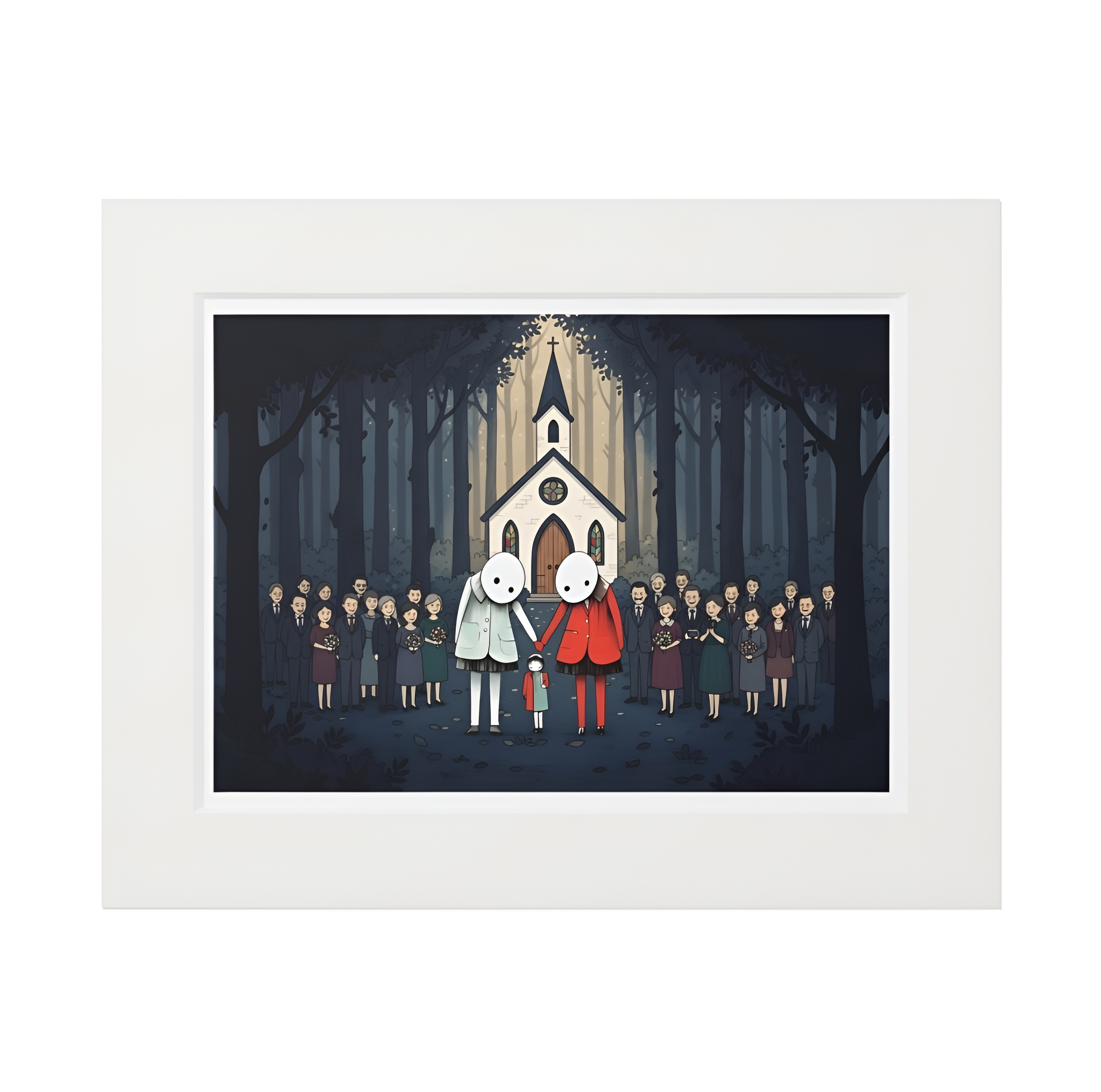 Family Portrait III Beyond the Forest Bleu blue forest sisters giclée art print