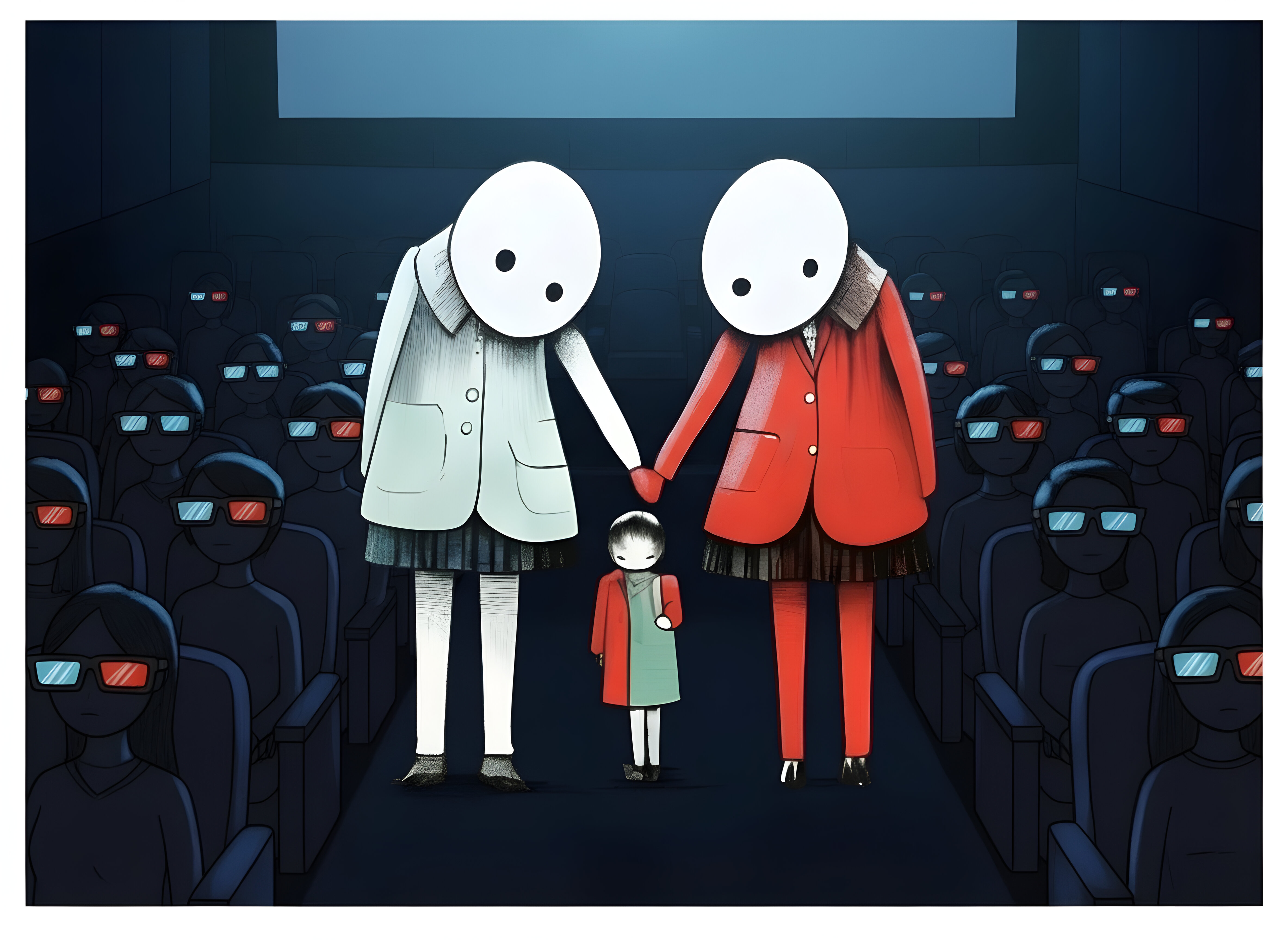 Family Portrait IV Beyond the Forest Bleu blue forest sisters giclée art print