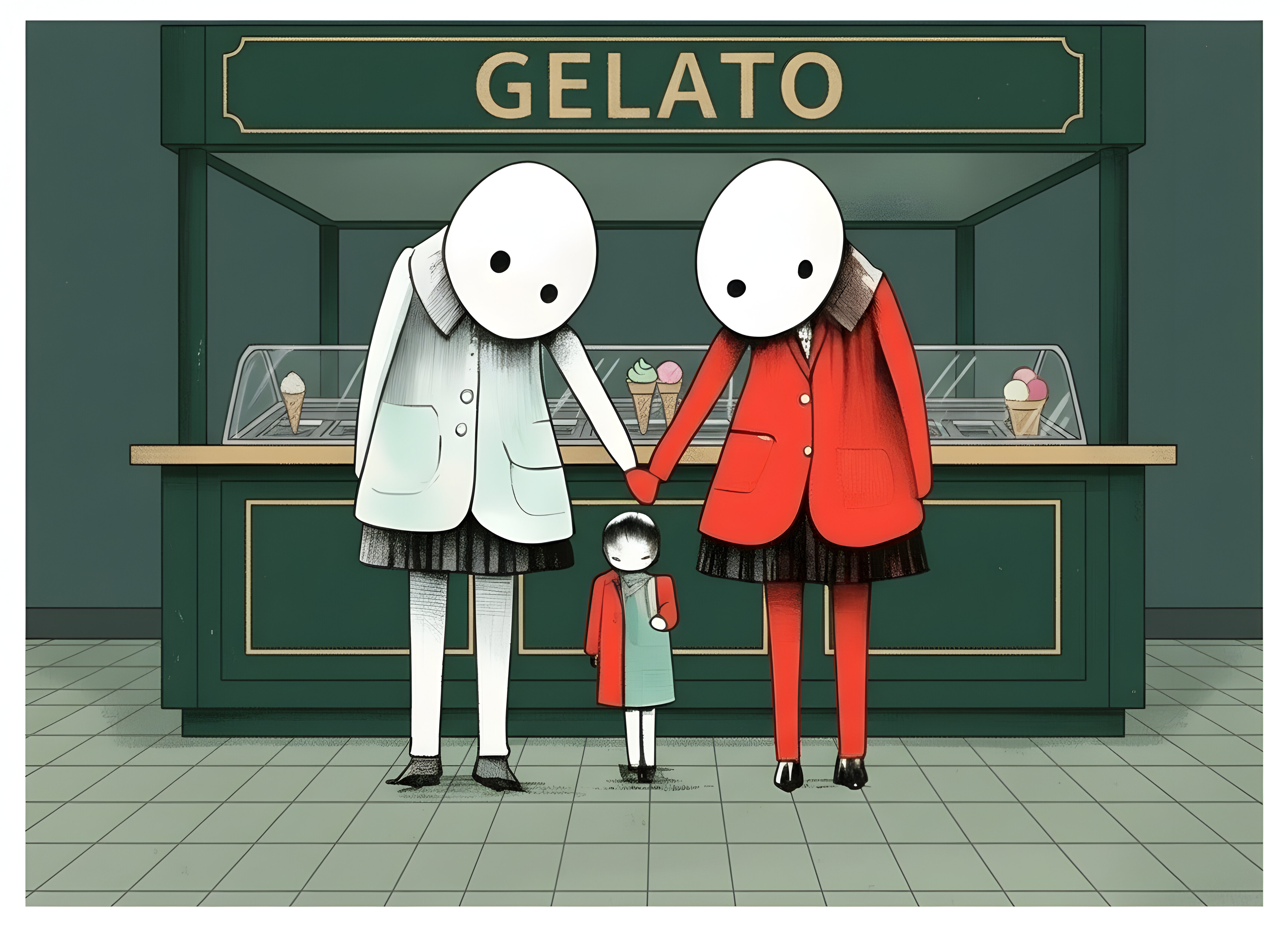 Family Portrait I Beyond the Forest Bleu blue forest sisters giclée art print