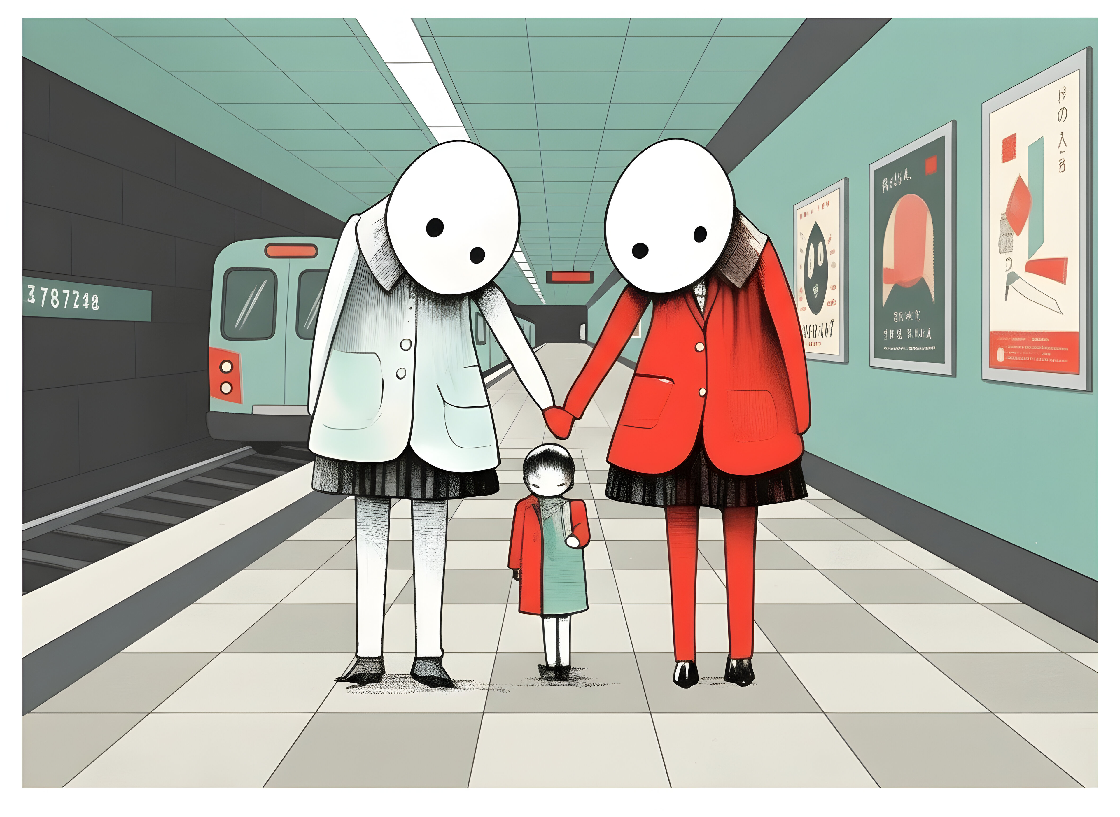 Family Portrait VI Beyond the Forest Bleu blue forest sisters giclée art print