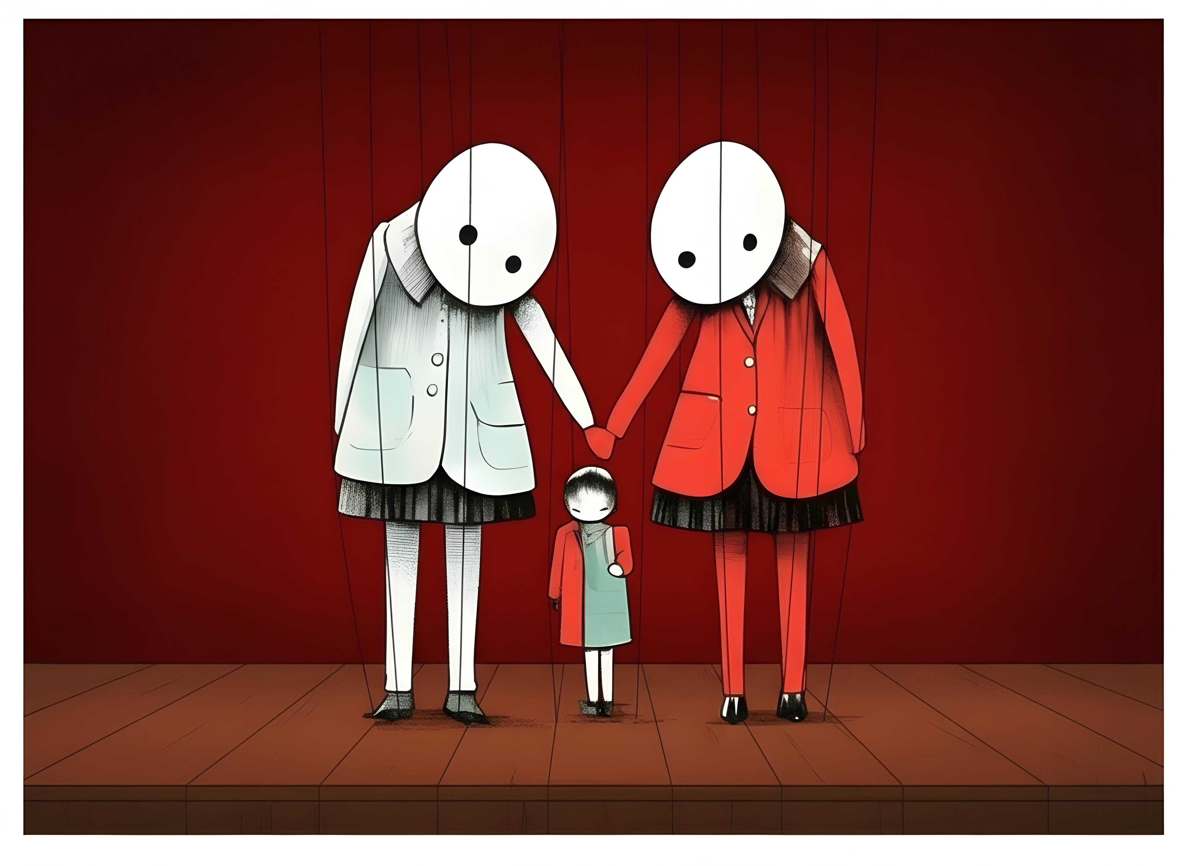 Family Portrait V Beyond the Forest Bleu blue forest sisters giclée art print