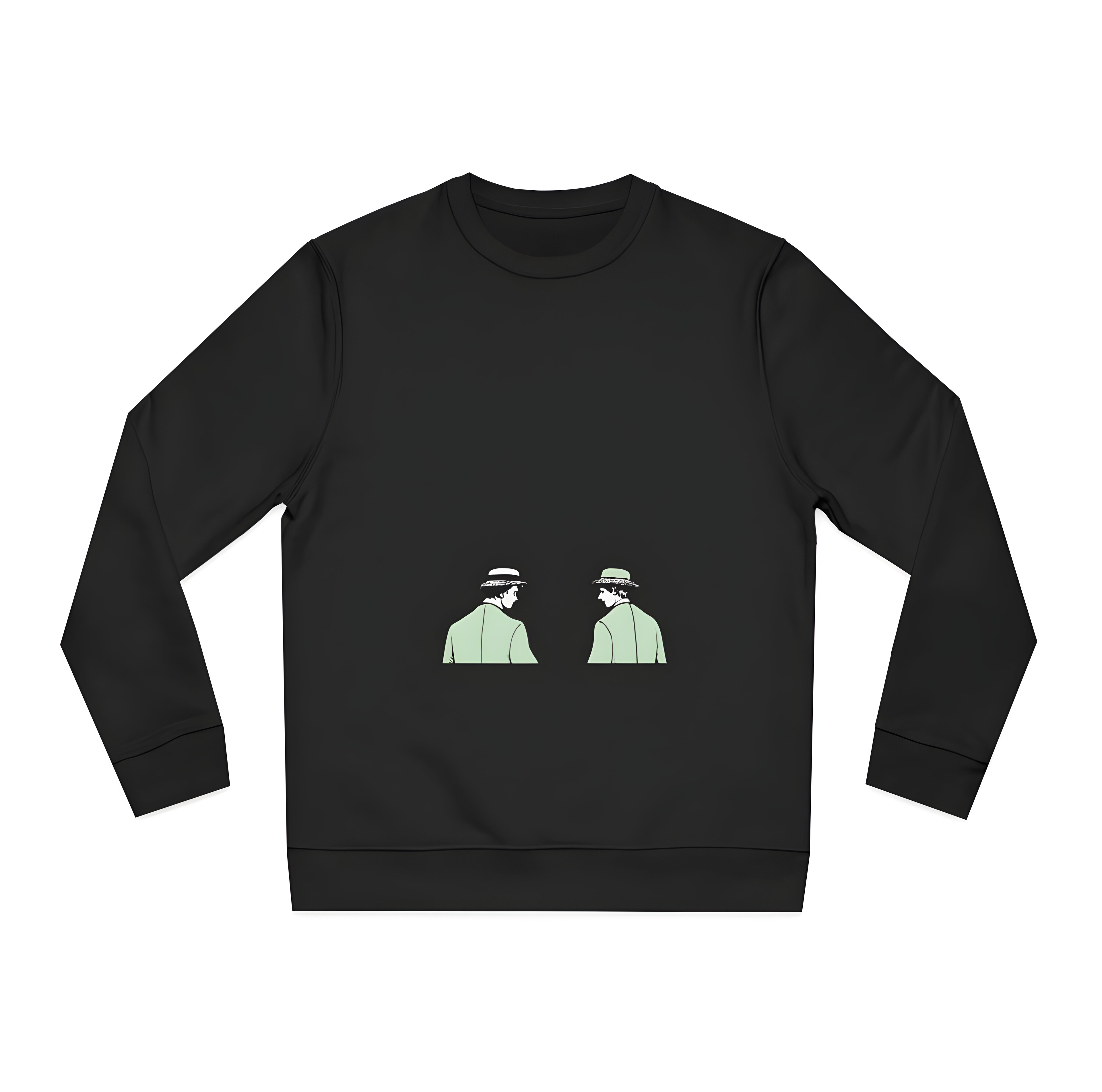 Les Garçons black minimalist sweatshirt with Paris illustration of two men