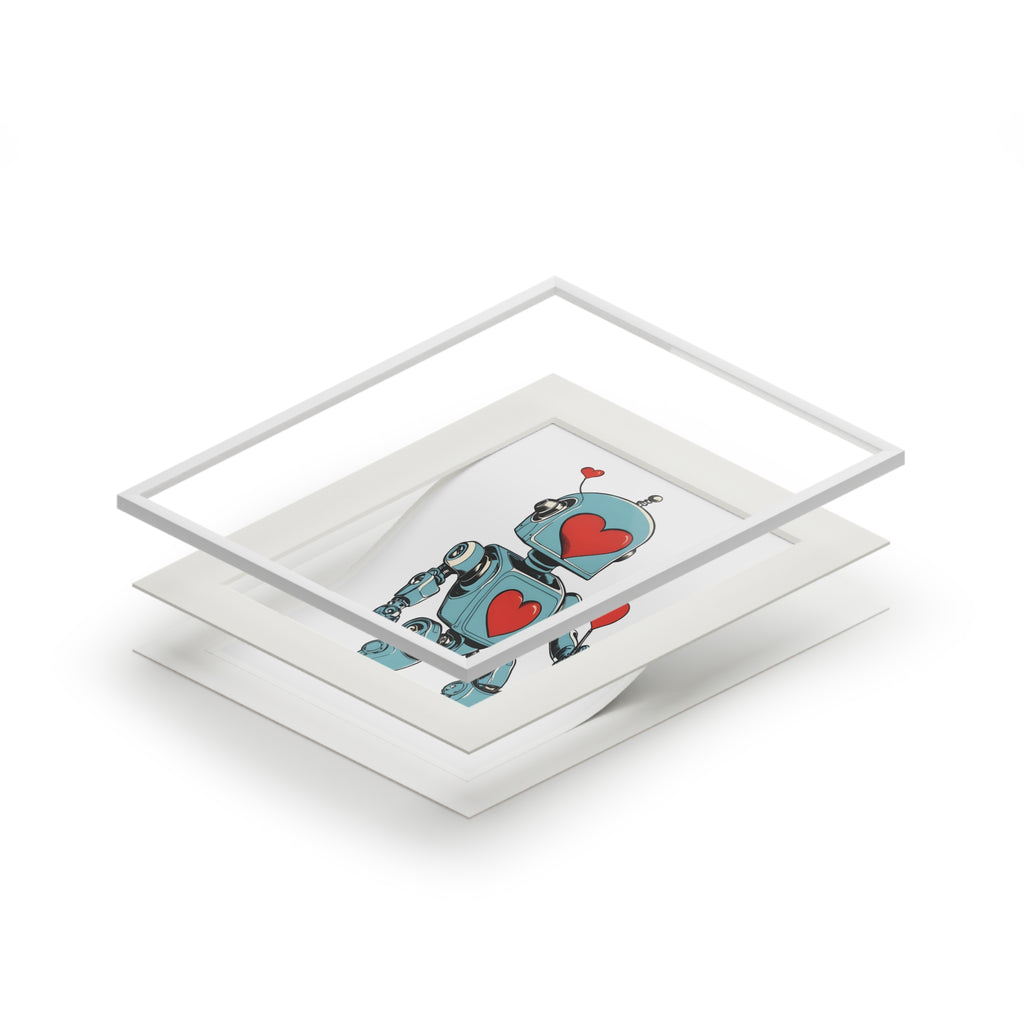 Lowen Blu robot character limited edition giclee art print with red hearts