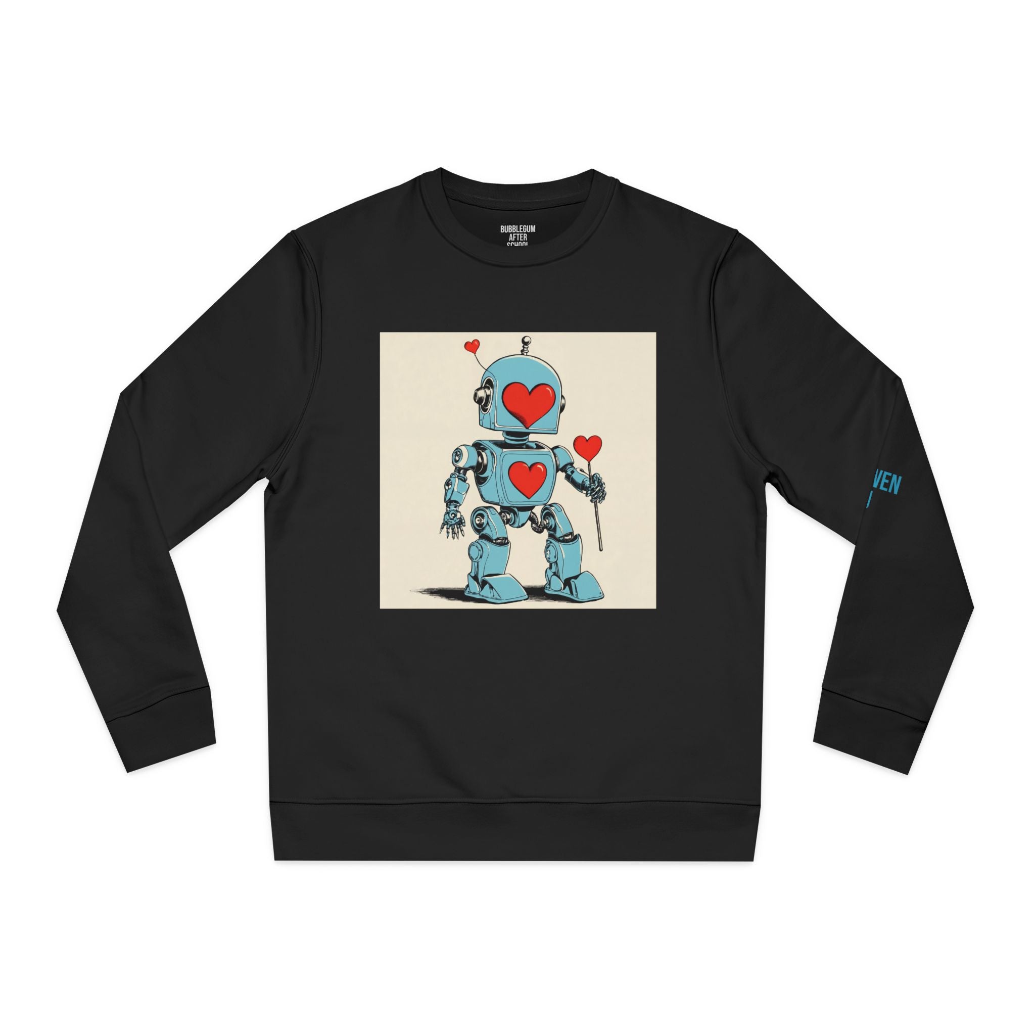Lowen Blu cute retro robot fashion sweatshirt with heart illustration