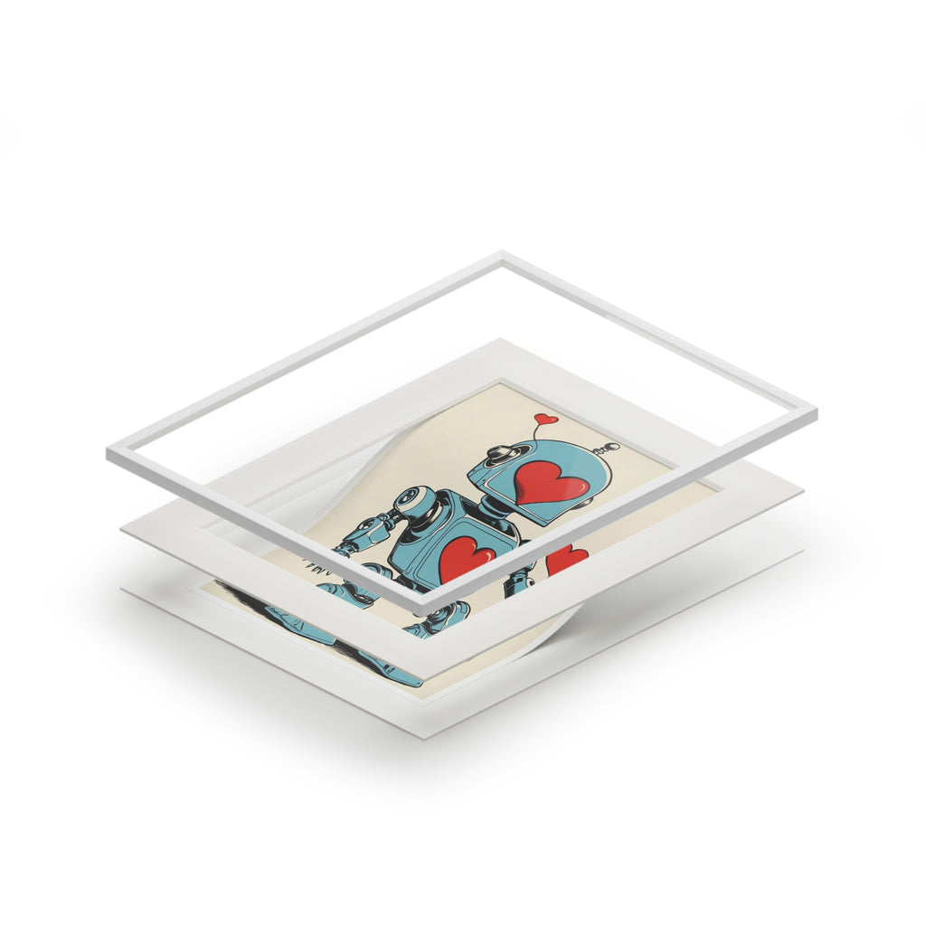 Lowen Blu robot character limited edition giclee art print with red hearts